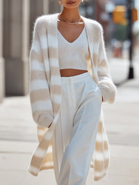 Marly - Cream Striped Knitted Cardigan